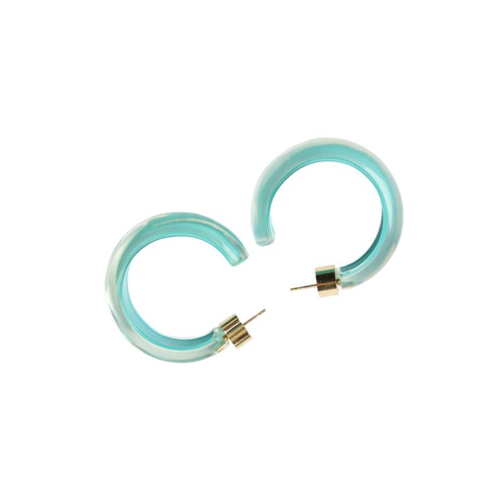 Alison Lou Womens Gold Plated Blue Lucite Small Jelly Hoops